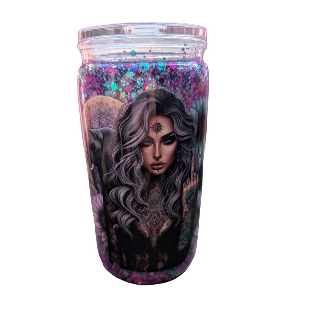 GIRL WITH ELEPHANTS SNOWGLOBE TUMBLER