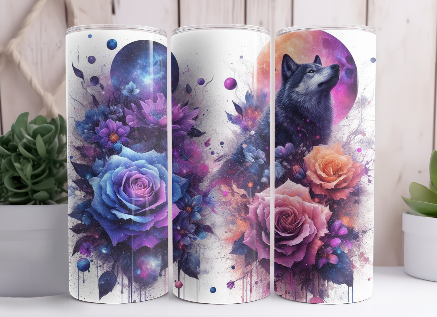 WOLF FLOWERS TUMBLER