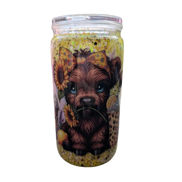 YELLOW COWS SNOWGLOBE TUMBLER