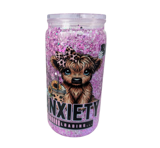 ANXIETY COW SNOWGLOBE TUMBLER