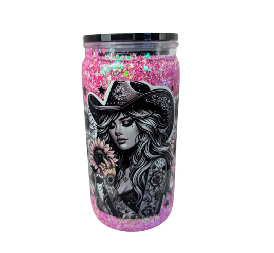 COW GIRL SNOWGLOBE TUMBLER