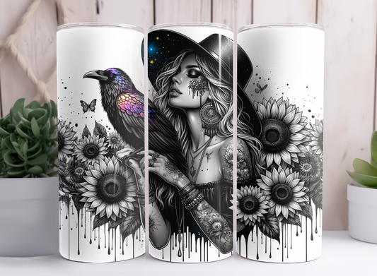 GIRL WITH CROW TUMBLER