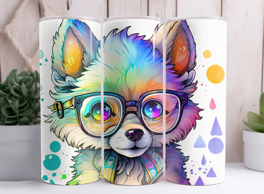 PUPPY WITH GLASSES TUMBLER