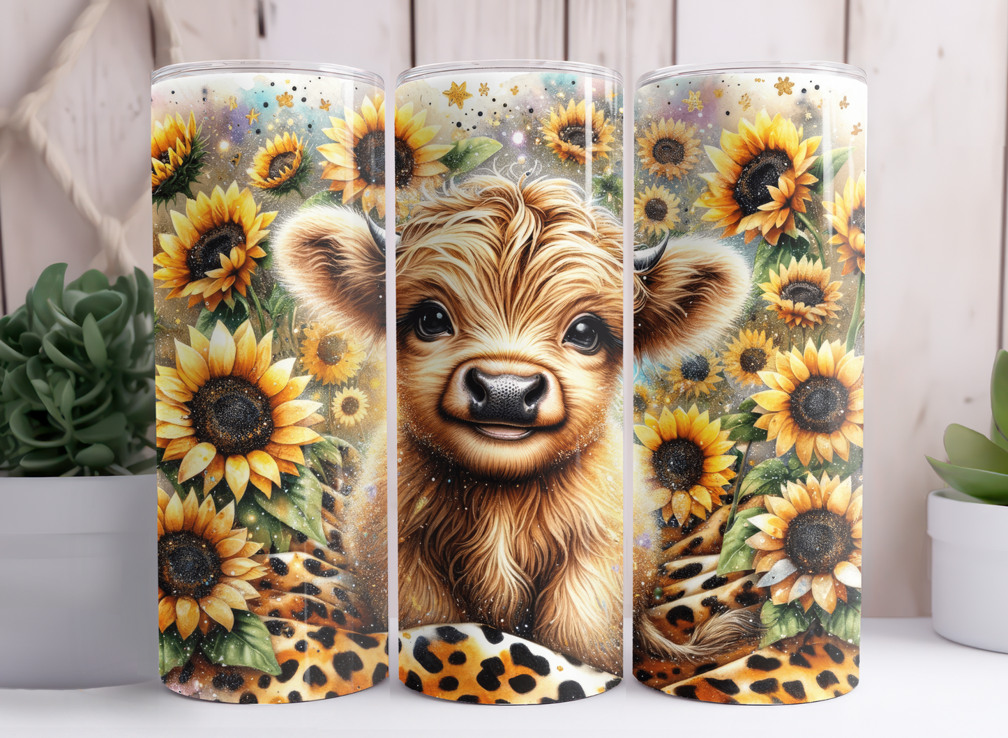 SUNFLOWER HIGHLAND COW TUMBLER