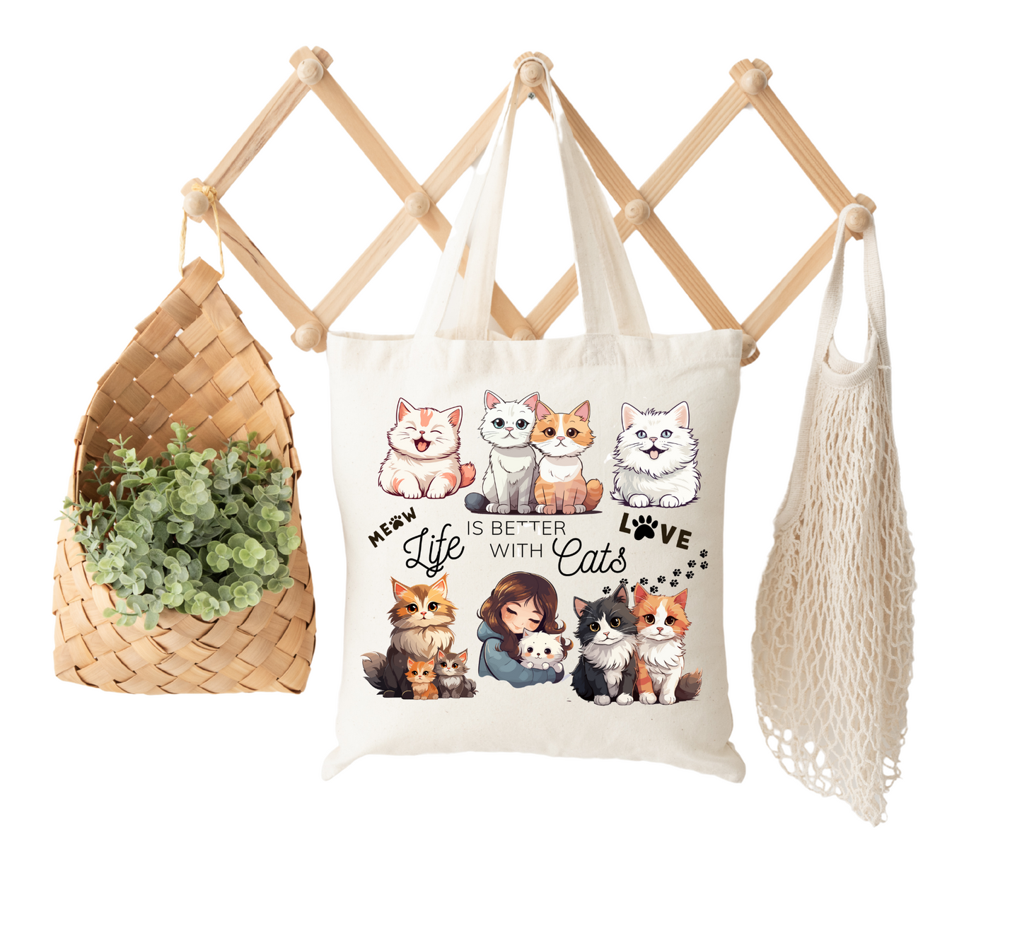 LIFE IS BETTER WITH CATS TOTE BAG