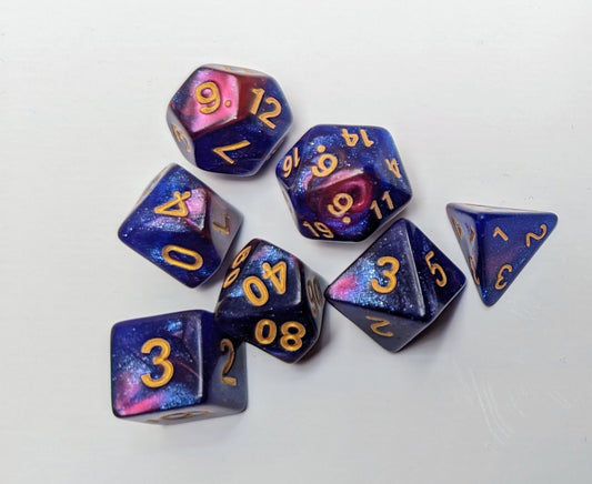 Blue and Red DND dice