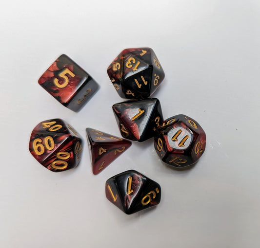 Black and Red DND dice