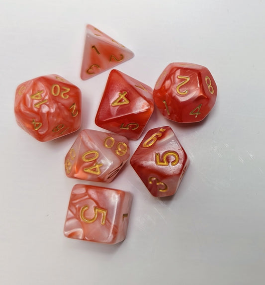 Orange and white DND dice