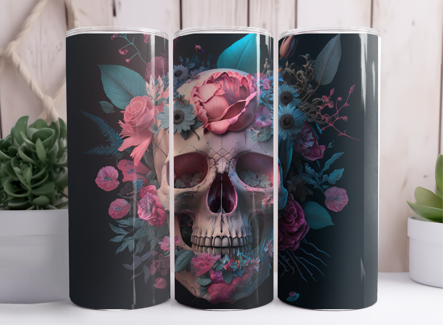 FLOWER SKULL TUMBLER