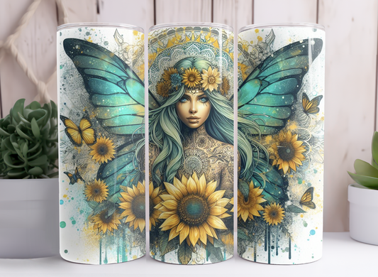 BUTTERFLY LADY SUNFLOWER TUMBLER